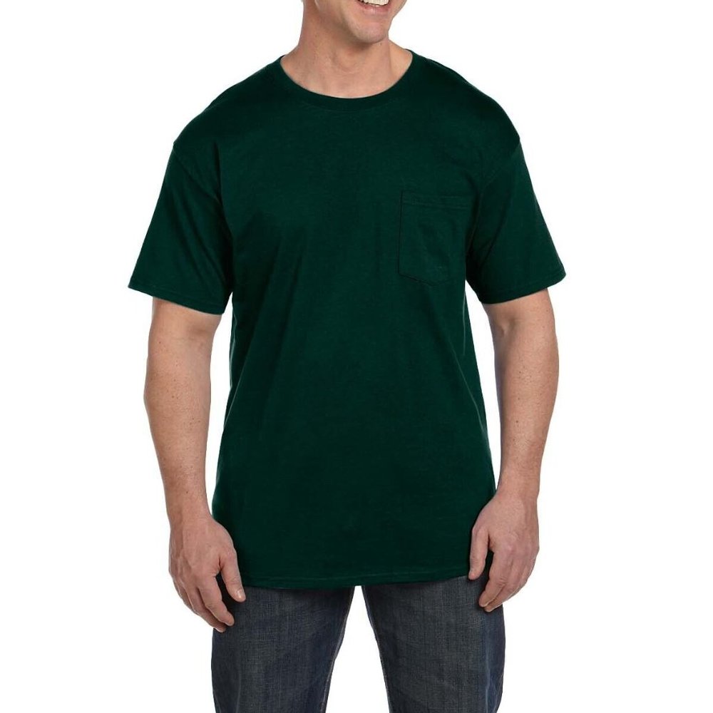Hanes Beefy-T Shirt With Pocket Green XL 05190 100% Cotton New in Package